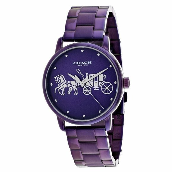 COACH 14502923 PURPLE DIAL/BAND GRAND COLLECTION 36 MM WOMENS BRACELET WATCH - Picture 1 of 5